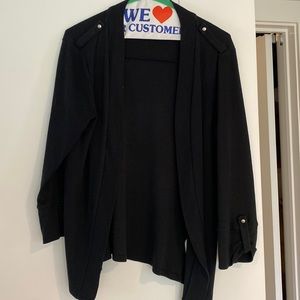 Black 100% cotton cardigan with bracelet sleeve and silver grommet detail